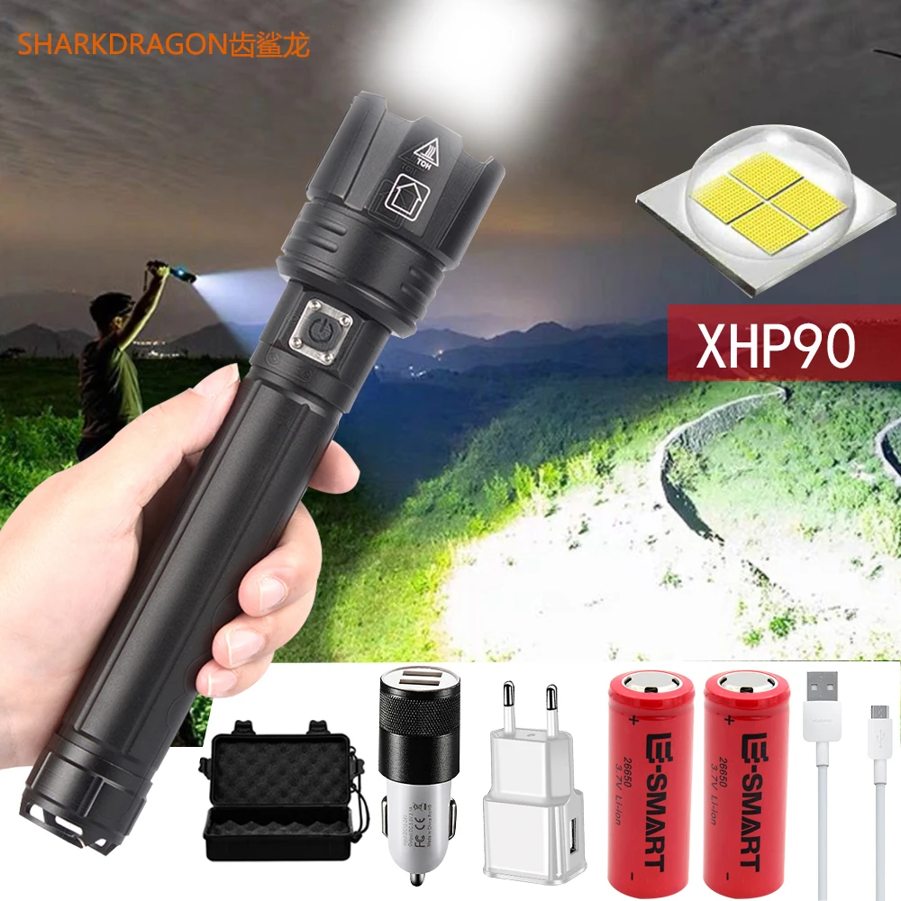 18650 лм XHP90 XHP70.2 сверхъяркий светодиодный фонарик usb Перезаряжаемый