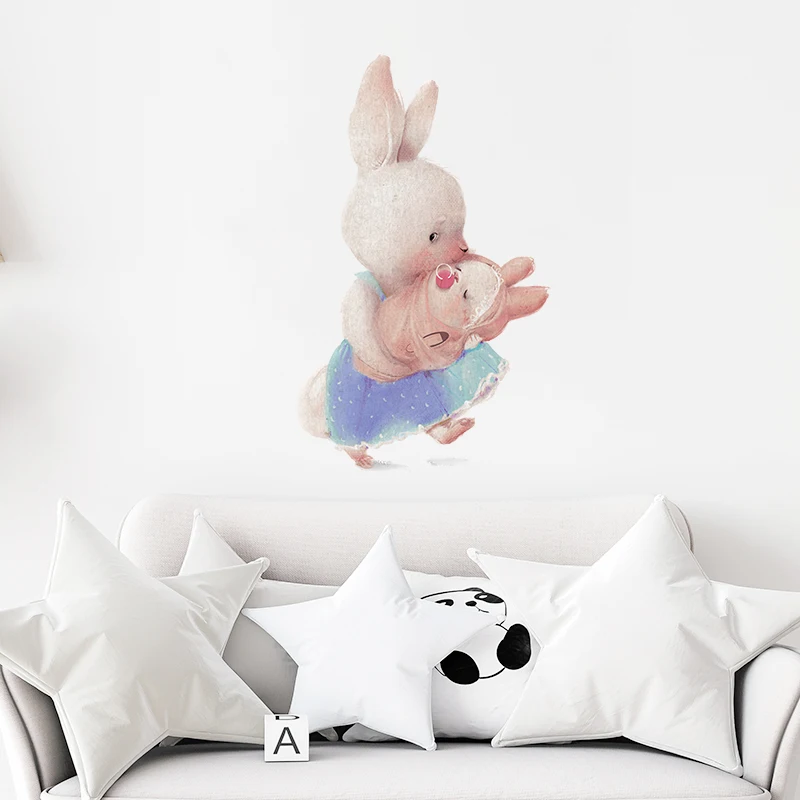 Настенные стикеры со съемным украшением ходячий кролик | Дом и сад