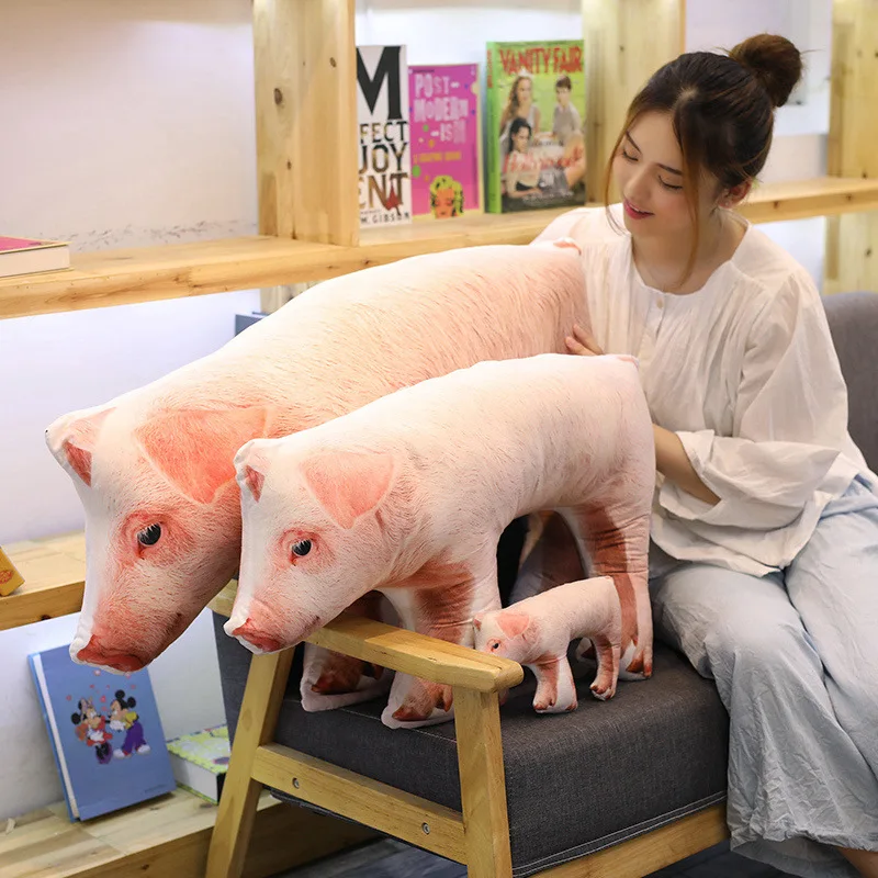 Имитация свиньи Печать Подушка постоянный розовый поросенок мягкое плюшевое