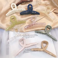 korean retro ins simple color grab clip geometric hollow plastic bath ponytail holder hair clip for women fashion hair jewelry