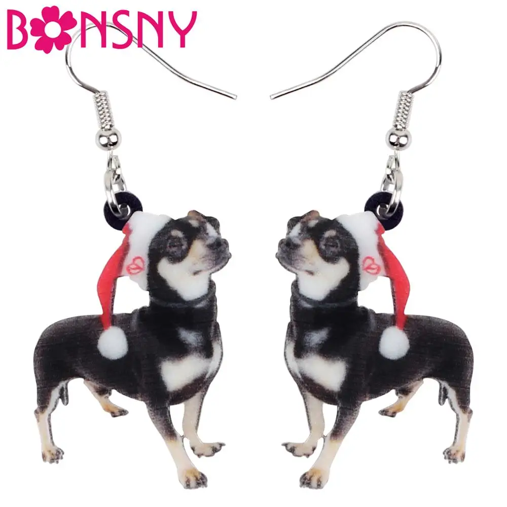 Bonsny Акриловая Рождественская шапка для чихуахуа серьги-подвески в форме капли