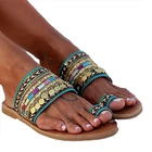 Сандалии женские в этническом стиле, пляжные мягкие дышащие, плоская подошва, модные летние тапочки, для дома и улицы