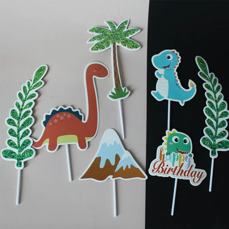 

7pcs/Set Cake Topper Animal Dinosaur Theme Children's Day Birthday Party Decor Kids Baby Shower Bithday Gift Party Supplies