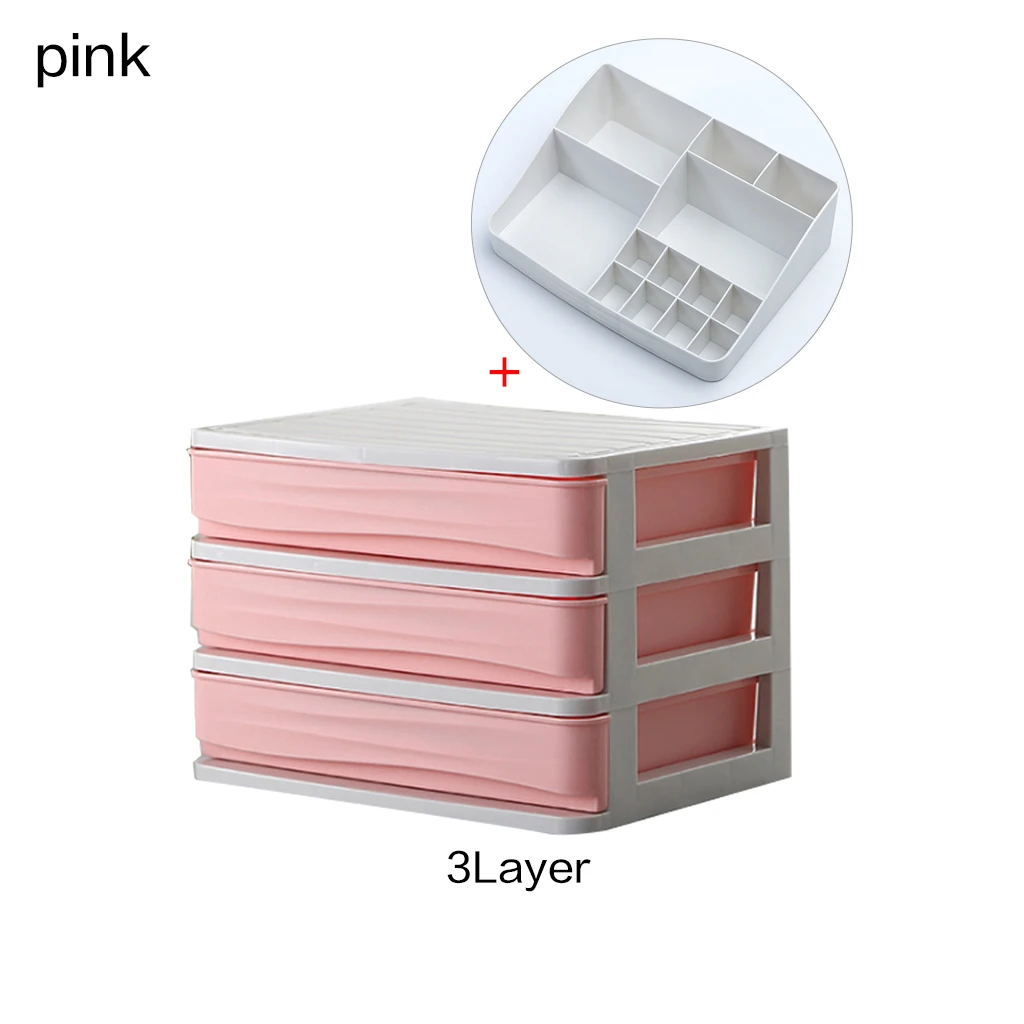 3Layer-pink Пластиковая коробка большой емкости, ящик для хранения косметики, органайзер, коробка для дома, телефона, для мелочей, стойка для ухода, дропшиппинг - Цвет: 3Layer-pink