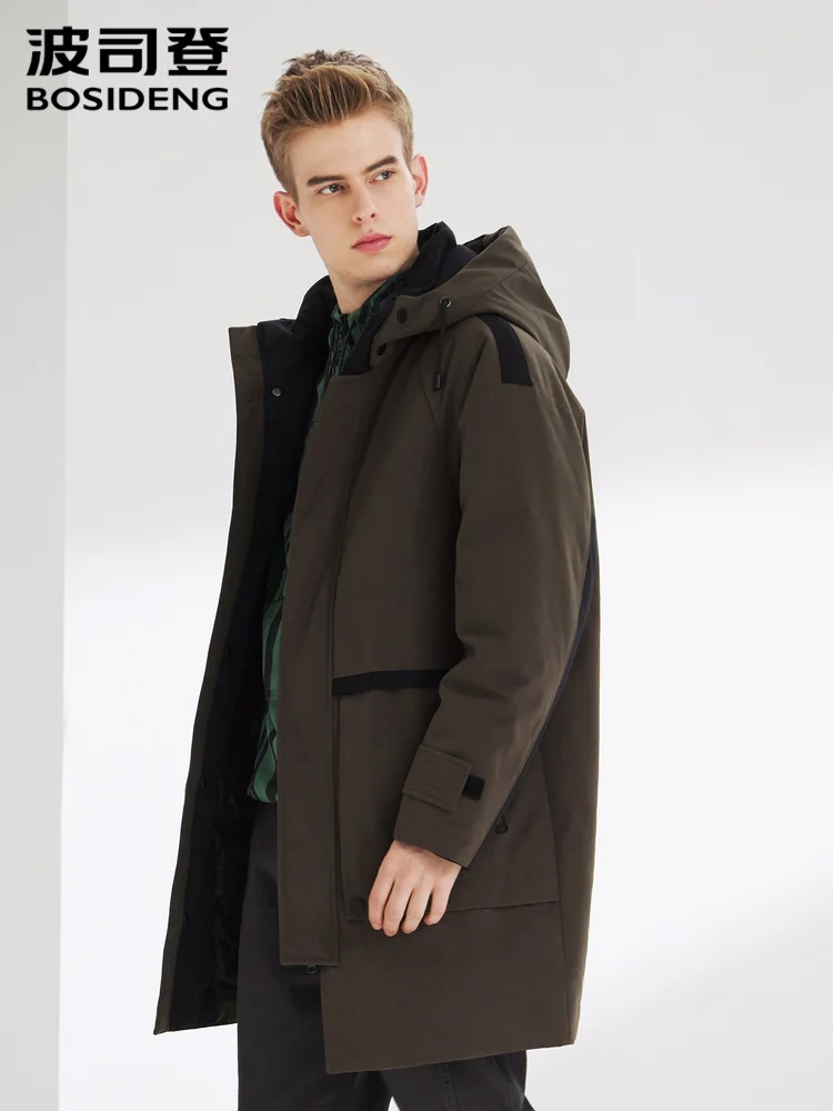Мужская парка на утином пуху BOSIDENG ветрозащитная куртка с капюшоном молодежная