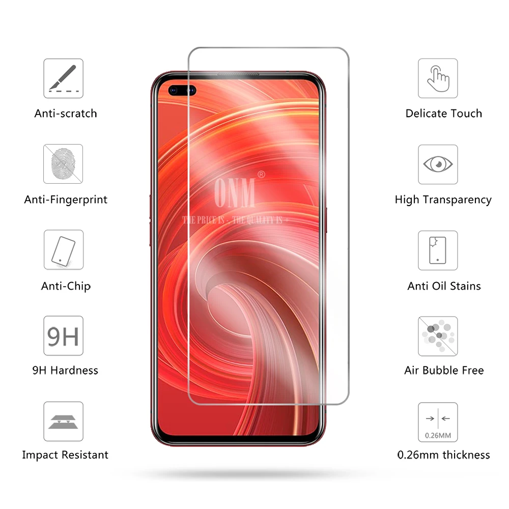 2 шт. X50 закаленное Стекло для Realme Pro 5g Экран протектор 2.5D с уровнем твердости 9H