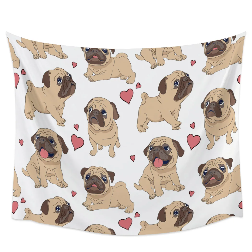 Мопсы с милым сердцем и собакой мультяшный дизайн настенные подвесные гобелены