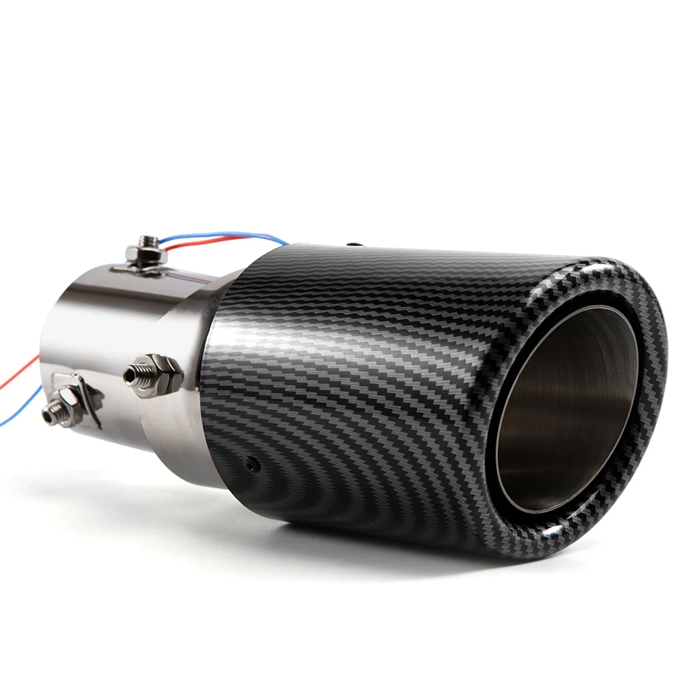 Универсальный модифицированный автомобильный глушитель выхлопной трубы 35-63 мм из углеродного волокна с синим светодиодным пламенем хромированный глушитель турбо-спорт.