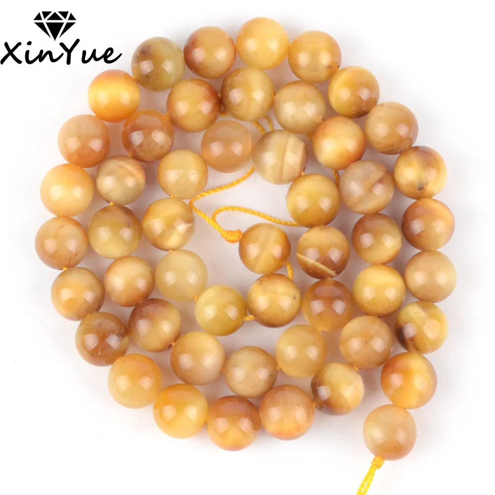 

Natural Gold Plateden Tiger Eye Stone Beads Round Loose Spacer For Jewelry Making DIY Bracelet Handmade 4/6/8/10/12mm