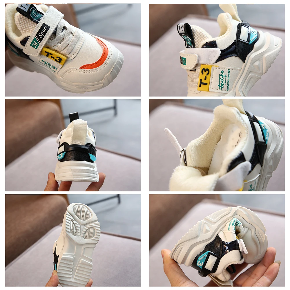 Детская обувь для девочек зимние теплые кроссовки с хлопком детские теннисные