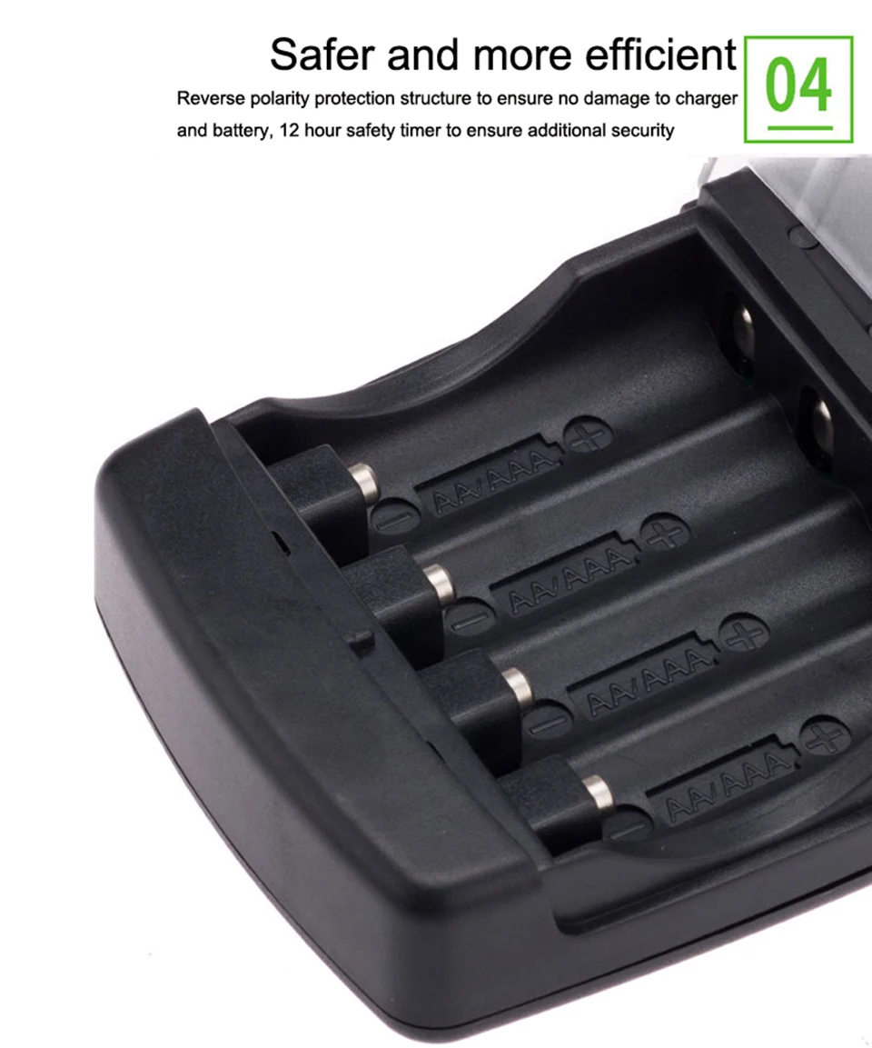 4 слота Батарея Зарядное устройство aa aaa smart usb Батарея Зарядное устройство для никель-металл-гидридных и никель-кадмиевых типов аккумуляторов aa, aaa, LiFePo4 14500 10440 щелочные батареи