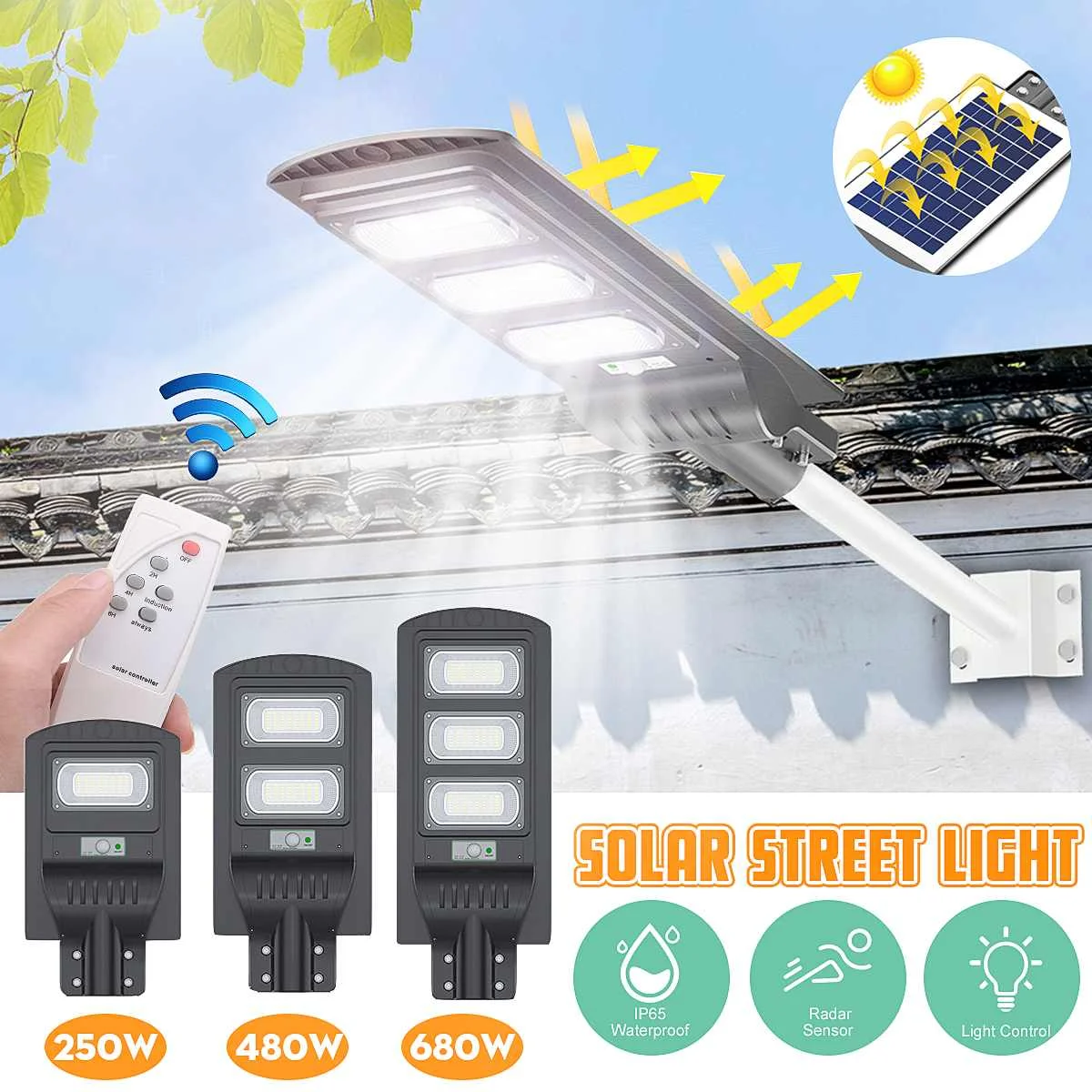 

120W/240W/360W светодиодный солнечный светильник Настенный Солнечный уличный светильник супер яркий радар движения PIR Сенсор безопасности лампы ...