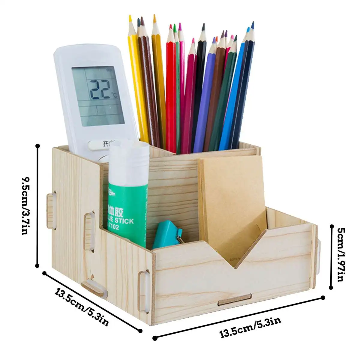 

Wooden Pen holder Fashion Desktop Multifunctional Receiving Box with drawer Office Pen Pencil Organizer Desk Organizer Storage