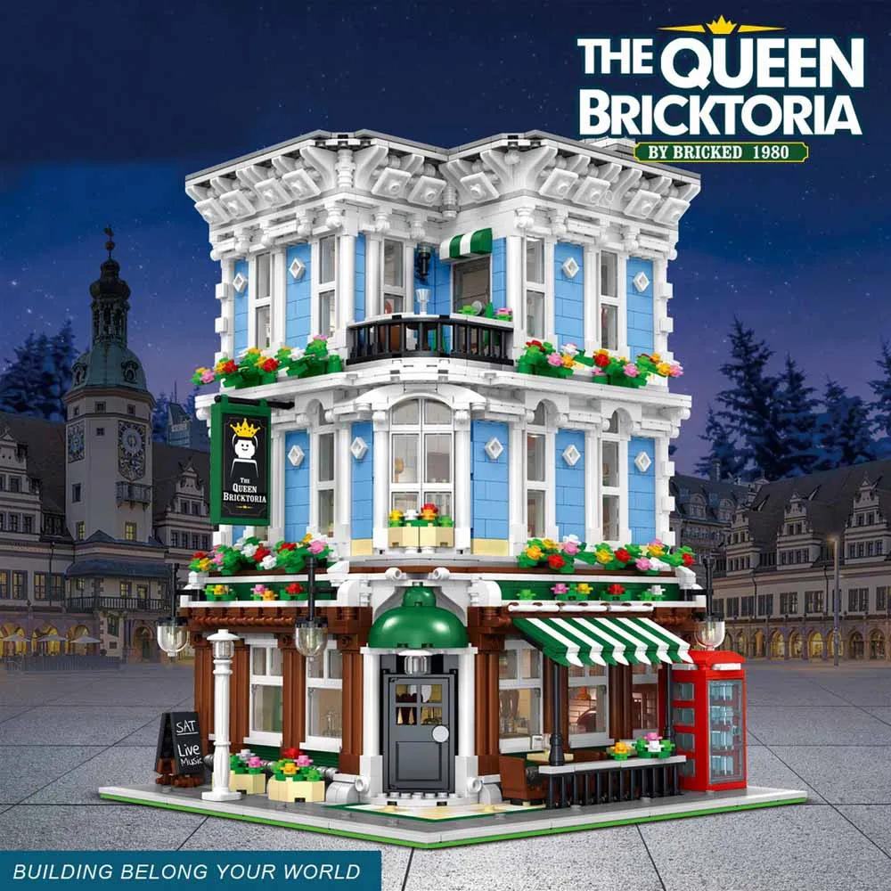 

Creatoring Expert Street View Queen Bar Bricktoria модульный дом кубики MOC модель строительные блоки игрушки Grand Emporium UG10197