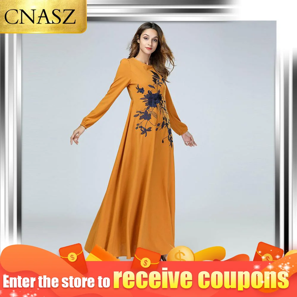 Новинка 2019 г. вышитая Цветочная мусульманская Абая Арабская Мода mAh халат syari