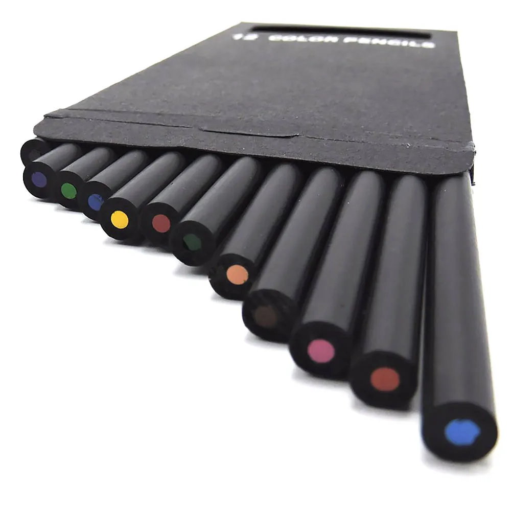 12 шт./компл. цветная униформа черная древесина цветной карандаш рисунок для детей