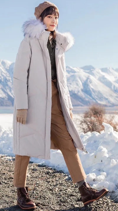 INMAN Winter New Arrival Embroidery Hooded Solid Warm Women Long Down Coat