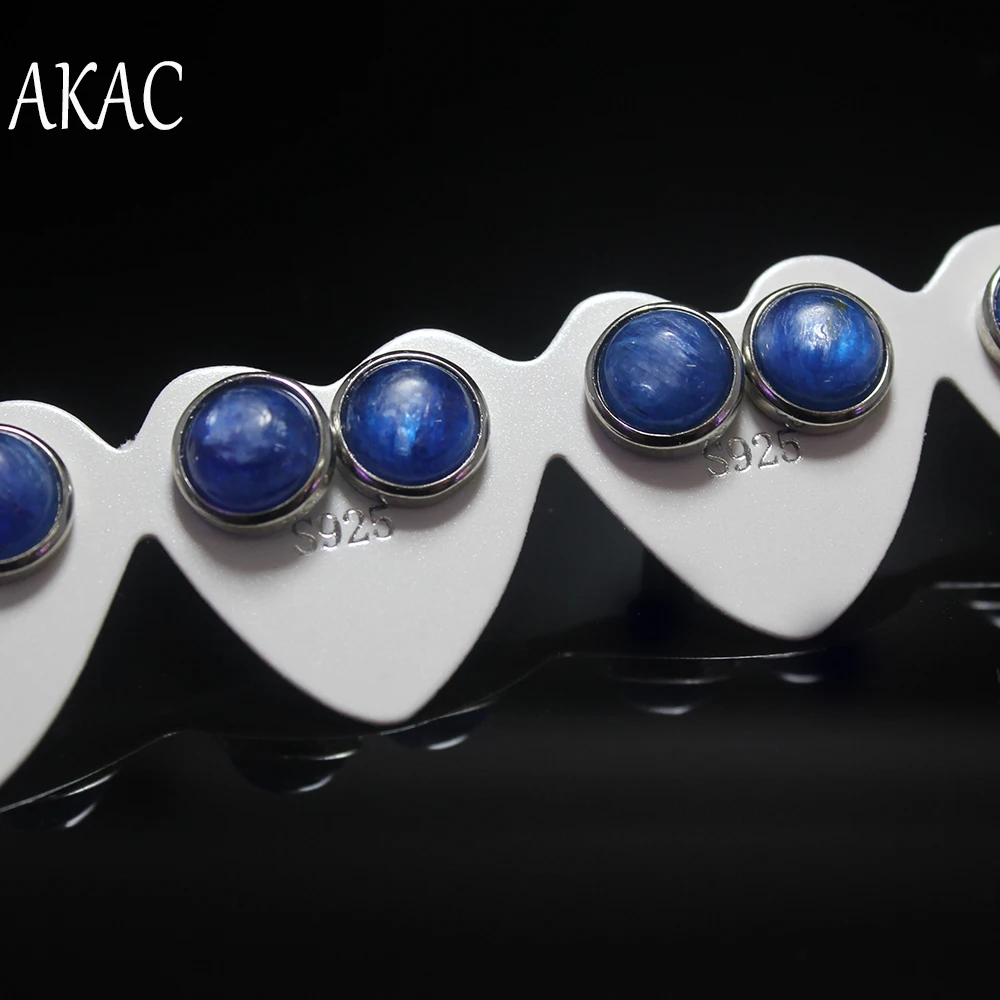 

5pairs AKAC approx7-8mm natural blue kyanite stud earrings for women earrings
