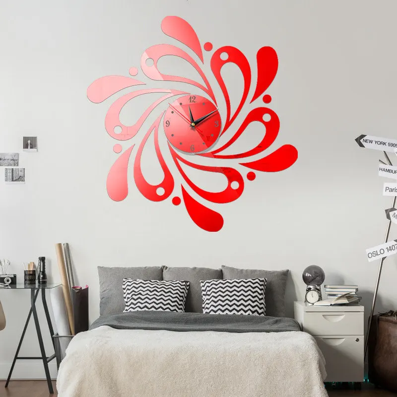 

Creative DIY Wall Clock 3D Mirror Clock Acrylic Wall Stickers Living Room Modern Decor Quartz Needle Europe horloge Home Decor