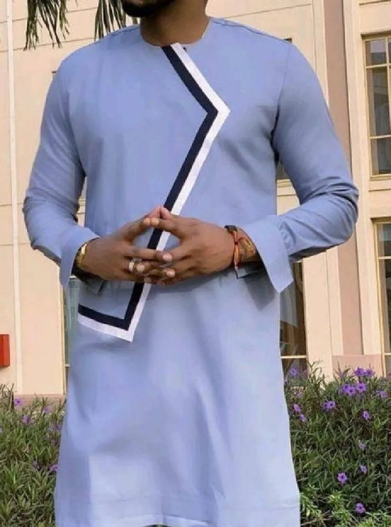 Мужская хлопковая рубашка в полоску белая и черная Повседневная стиле пэчворк