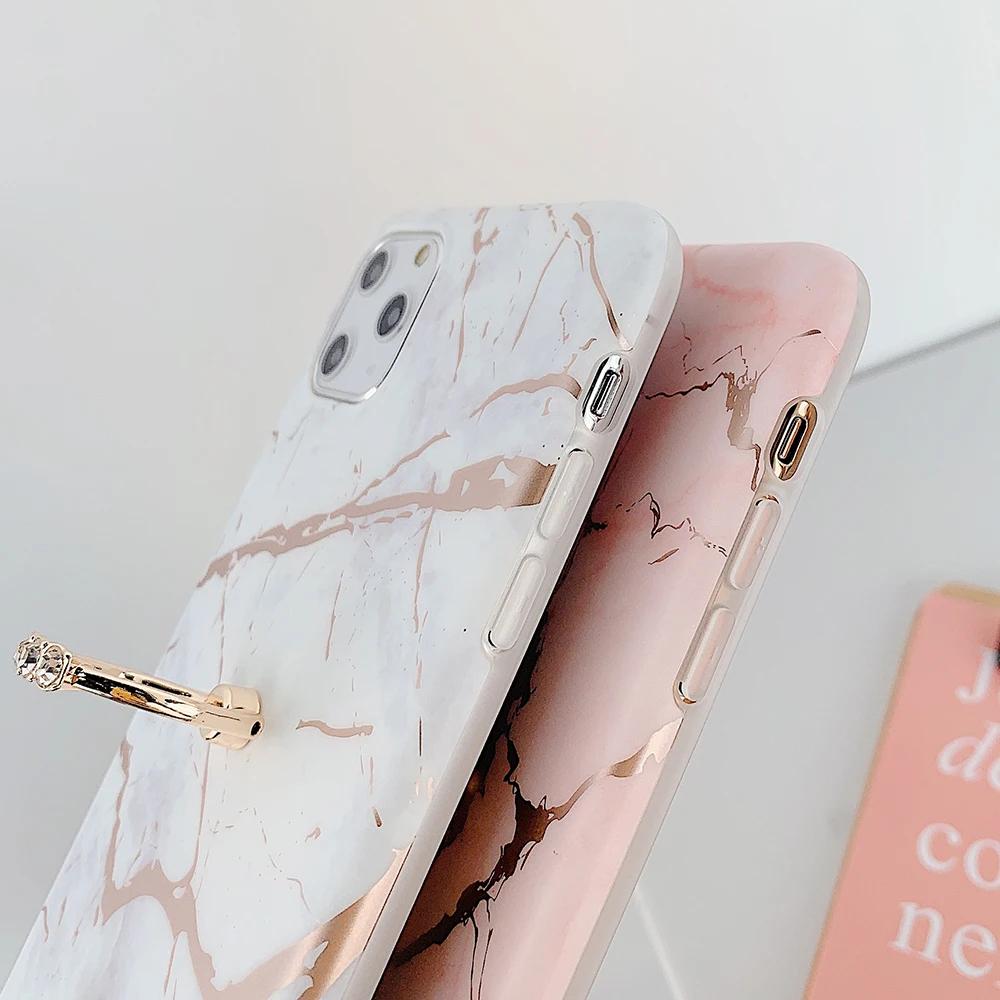 

Classic Marble With Ring Holder Phone Case For Samsung Galaxy A71 A51 S21 S20 S10 S9 Plus Note 20 10 9 8 Soft Back Cover