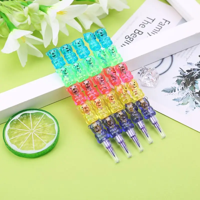 

4Pcs 5 Colors Stacker Swap Cute Bear crayon For School Children painting Toys