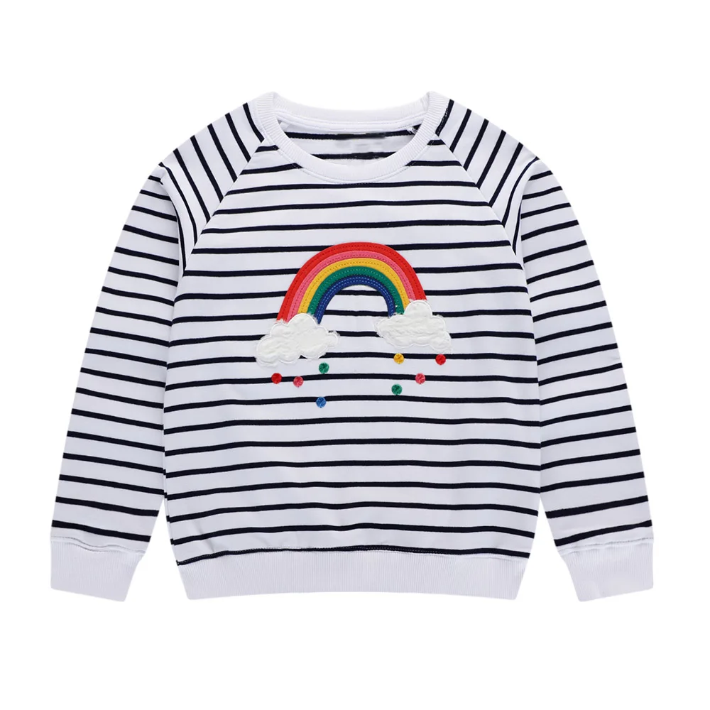 GDT131 Unicorn Hoodies High Quality Baby Girl Clothes Rainbow Appliqued Girls Sweatshirts Cotton Casual Kids Long Sleeve Tops 2-7Y - Цвет: GDT131