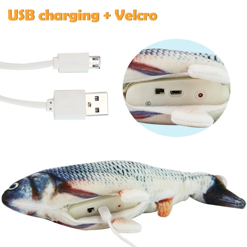 Мягкая плюшевая игрушка для кошек 30 см USB зарядка 3D в форме рыбы собак и | Дом сад