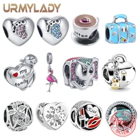 urmylady 925 sterling silver heart handbag elephant round charm beads bracelet pendant for women wedding party jewelry