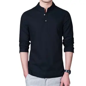 Мужская одежда 2021 Мужская льняная футболка мужская мода стоячий воротник с длинными рукавами приталенная Базовая рубашка повседневные мужские топы размера плюс