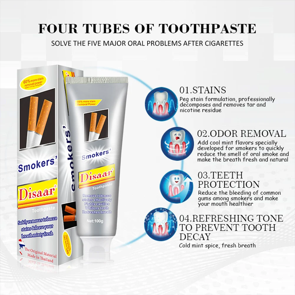 

Disaar Smokers Toothpaste Natural Mint Stubborn Stains Removing Breath Freshening Toothpaste Teeth Whitening