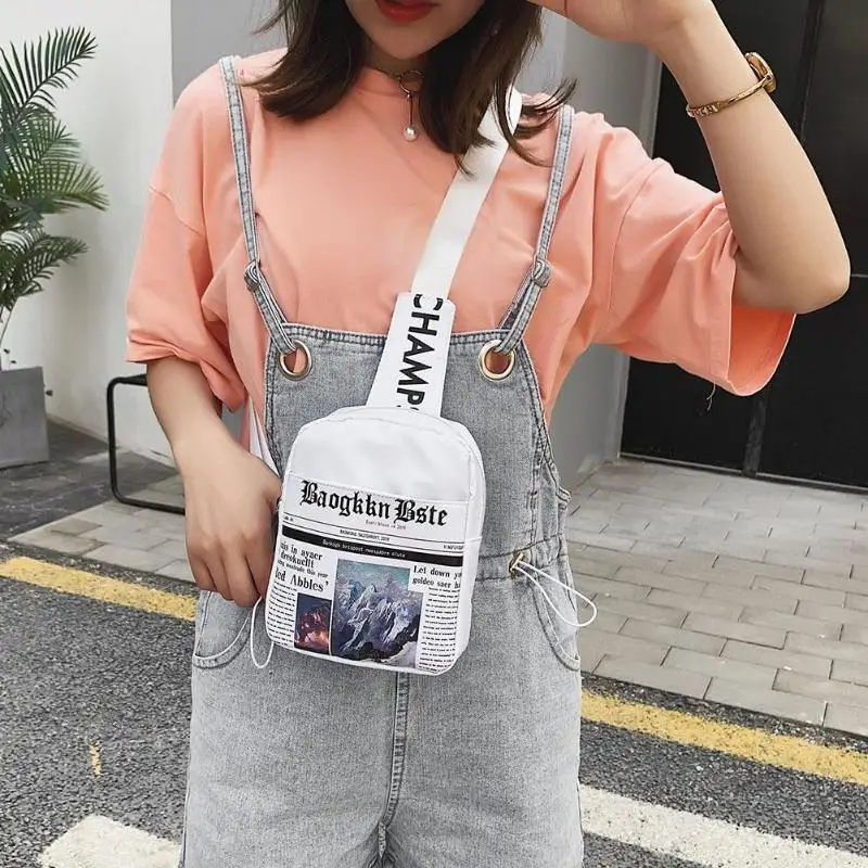 Модная дизайнерская женская поясная сумка с принтом в виде газет нейлоновая