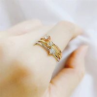 zircon jewellry fashion rings gold color little heart shaped romantic for women