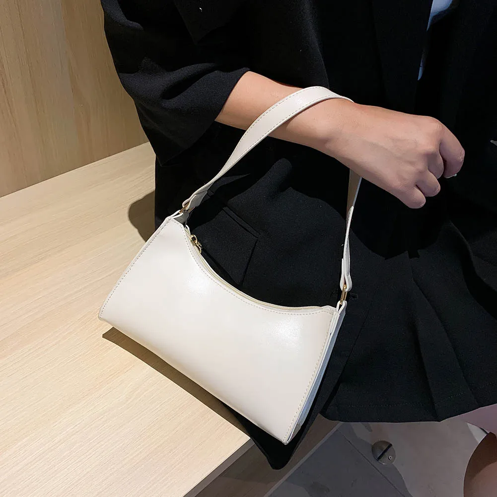 

Fashion Pure Color Women Handbag Simple PU Leather Totes Shoulder Bags Female Small Travel Underarm Bags Purse Tote Bag