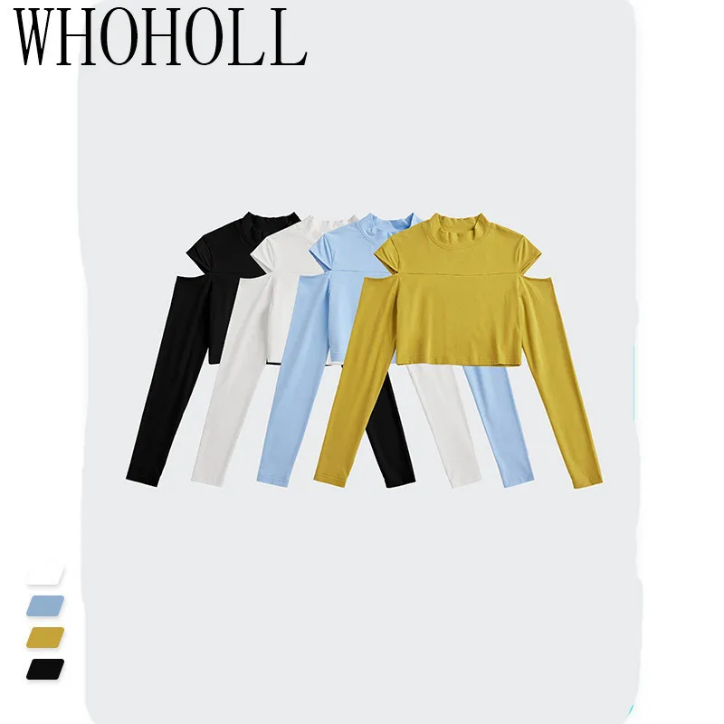 

Off Shoulder Solid Basic Long Sleeve Womens Tshirt Casual Black White Fashion Crop Top T Shirt Ladies Fashion Korean Tee Shirt