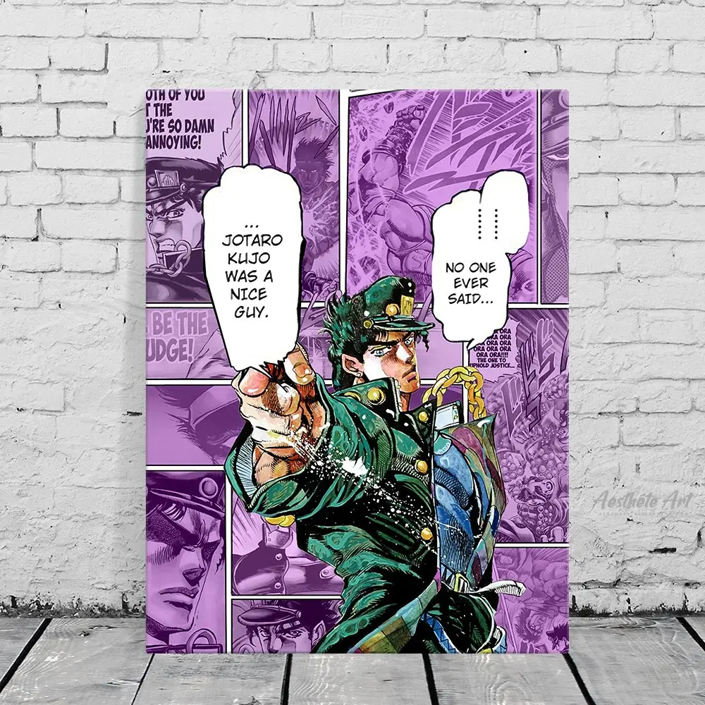 

Kujo Jotaro JoJo's Bizarre Anime Poster Home Decor Canvas Print Picture Living Room Decoration Art Wall Painting