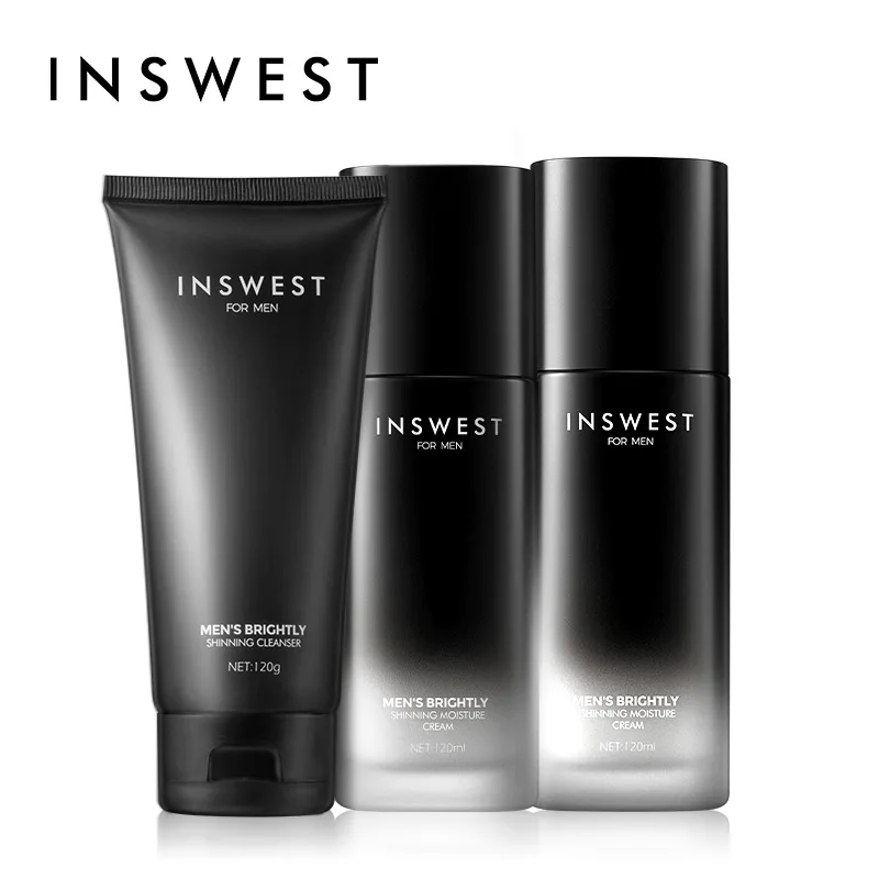 INSWEST 3 шт мужской Осветляющий набор для ухода за кожей очищающее средство и тонера и лосьон увлажняющий, антивозрастной Гладкий ежедневный уход за лицом уход 120 мл* 3