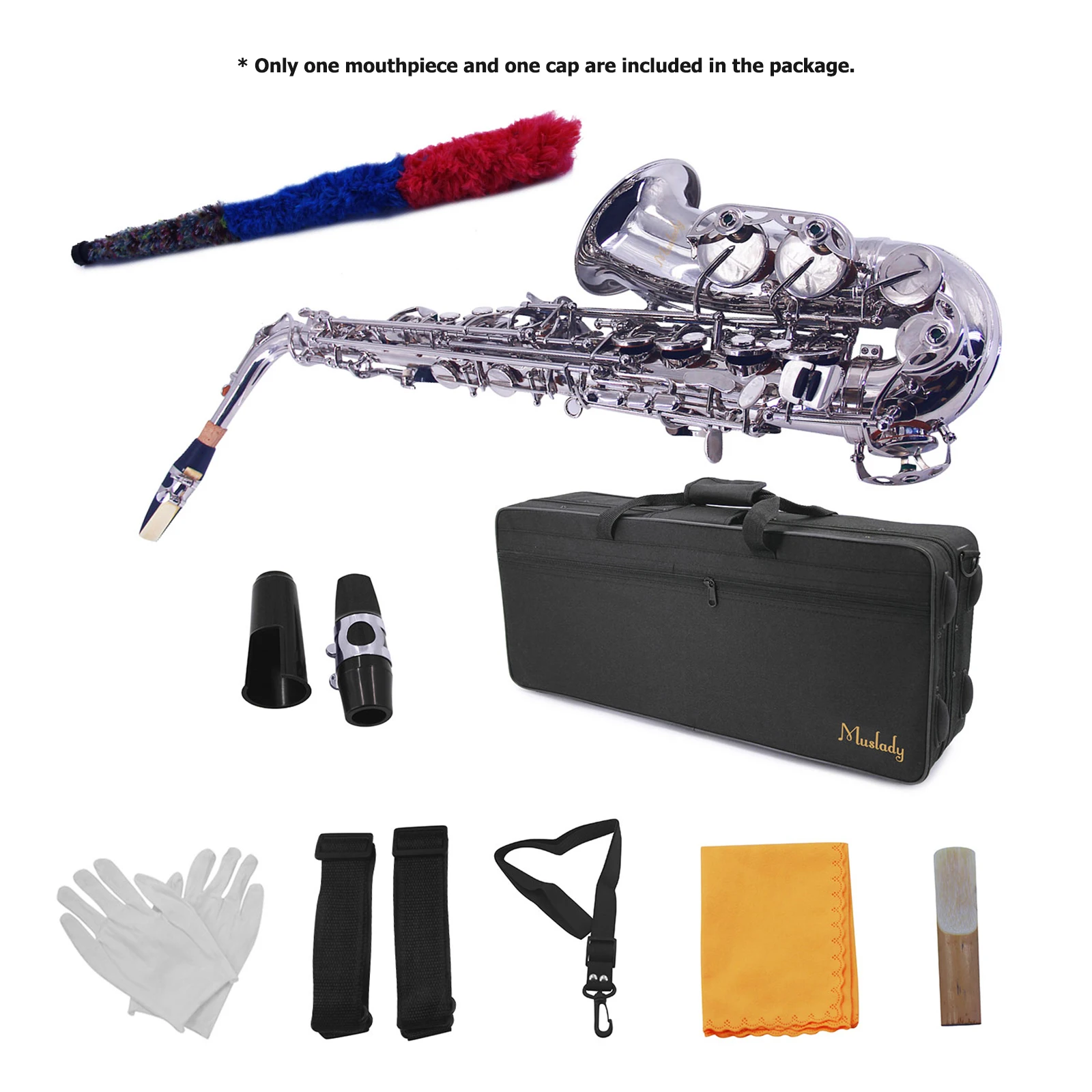 

Muslady AS-100N Eb Alto Saxophone Sax Brass Plated Nickle 802 Key Woodwind Instrument with Carrying Case Reed Cleaning Cloth