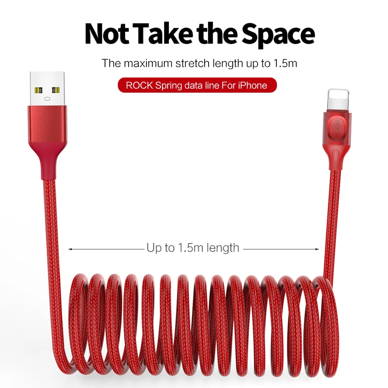 ROCK 2.1A USB кабель для iPhone XS Max, кабель для быстрой зарядки и передачи данных 1,5 м для iPhone X 8 7 6 5 5S SE, usb-кабель для освещения
