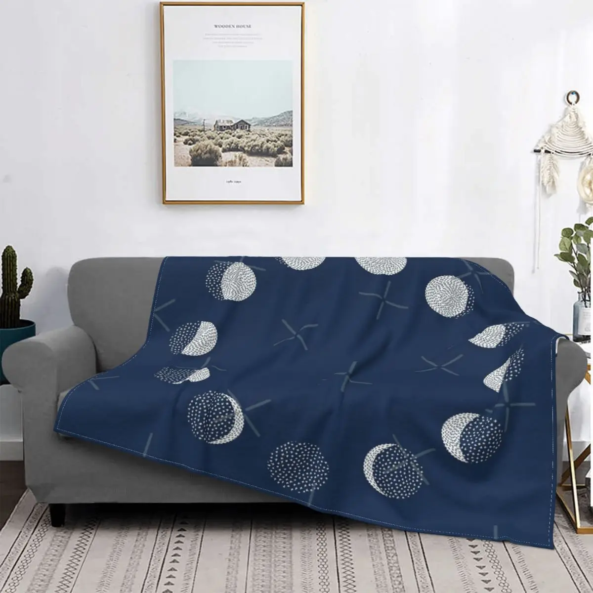 

Manta con estampado de Luna y fases, colcha a cuadros para cama, Sudadera con capucha, textil de lujo para el hogar, 135