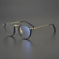 brand designer retro round acetate titanium glasses frame men handmade eyeglasses women super light high quality spectacles