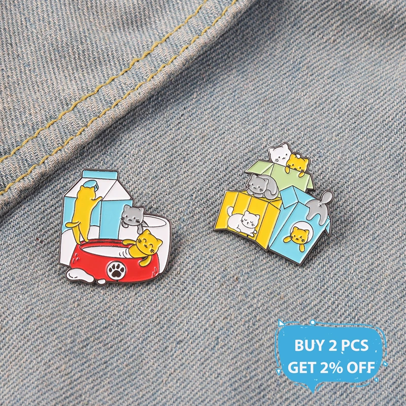 Эмалированные булавки с кошками в коробке молочная чашка аксессуары для