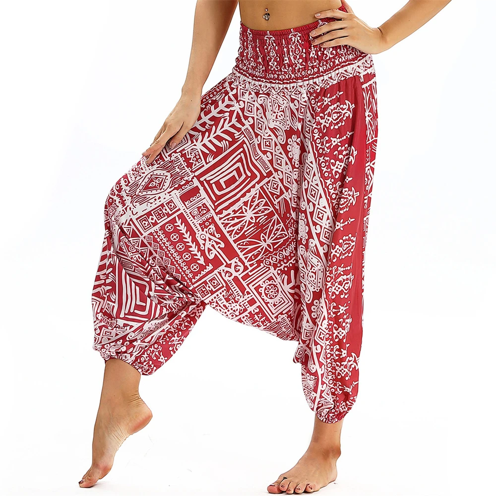 

Women Harem Pants Hippie Palazzo Flowy Casual Beach Pants,High Waisted Baggy Loose Boho Yoga Pants