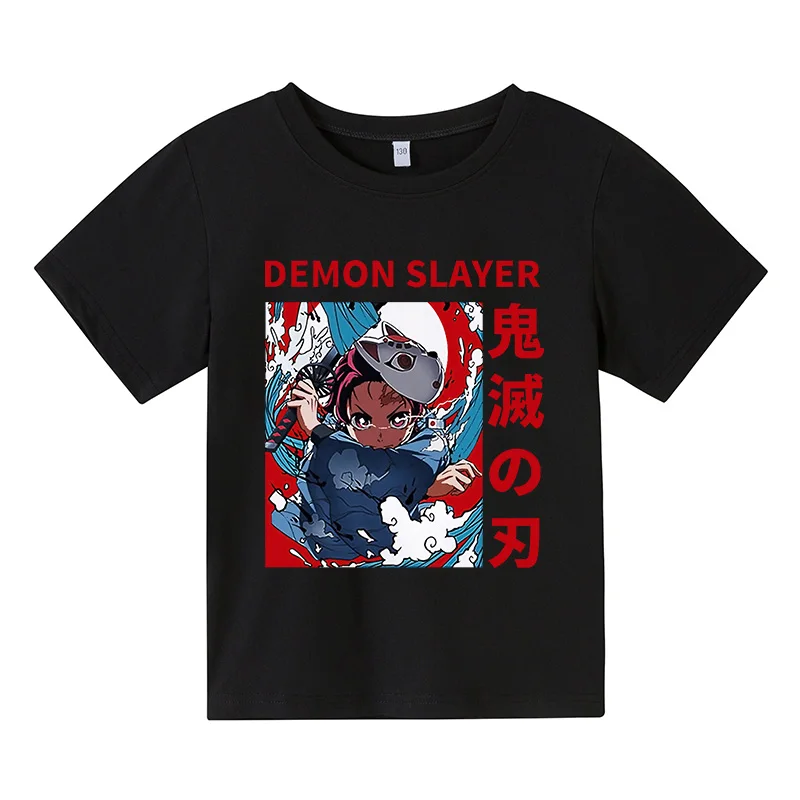 

Anime Demon Slayer Kid Coslpay T Shirt Kawaii Blade of Ghost Graphic T-shirt Children summer Tshirt Harajuku cotton short sleeve