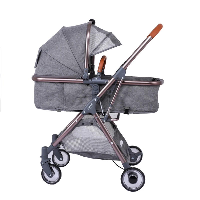 Коляска для новорожденного ребенка складная с высокой посадкой со съемной