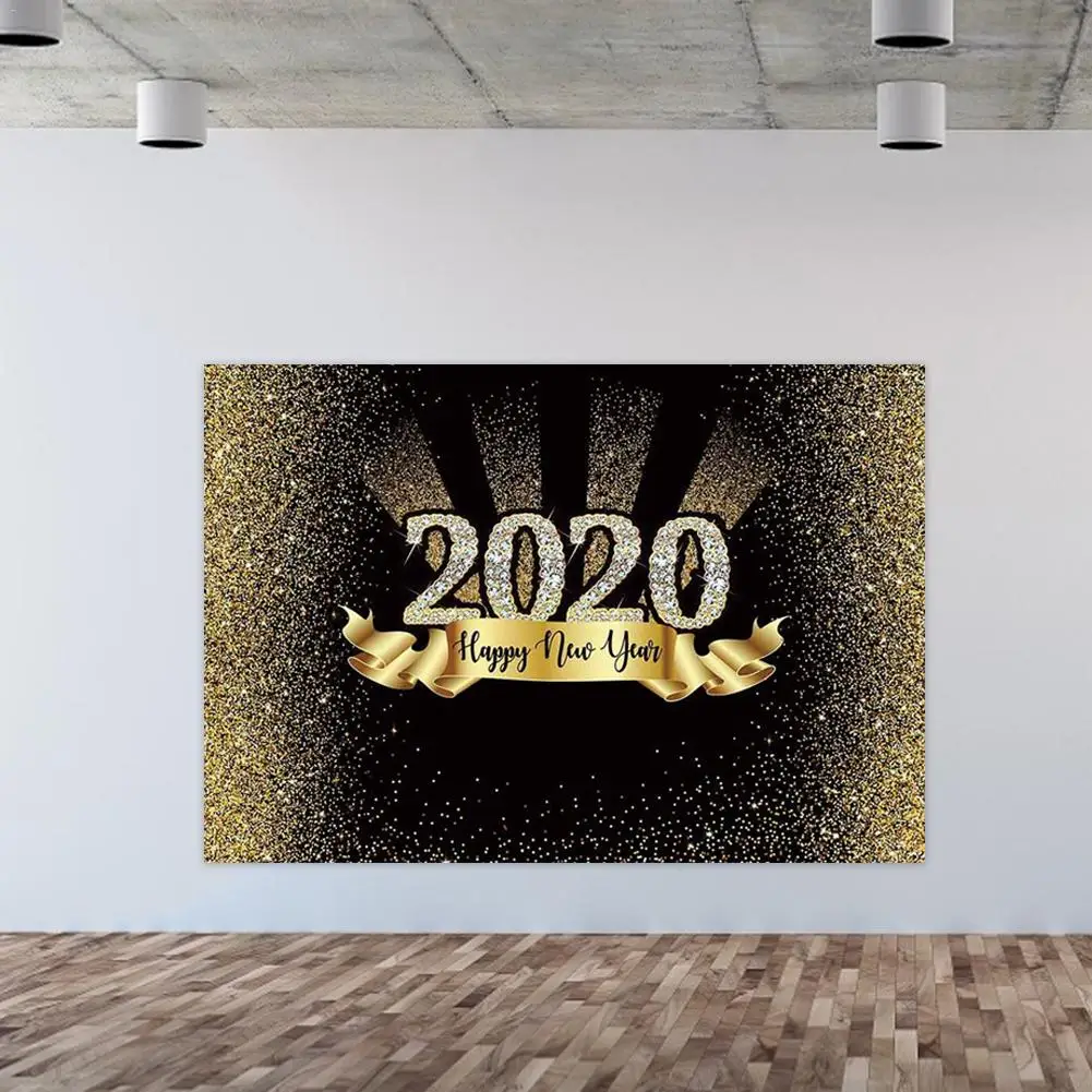 Счастливый Новый год 2020 декоративное фоновое полотно для золотистыми блестками
