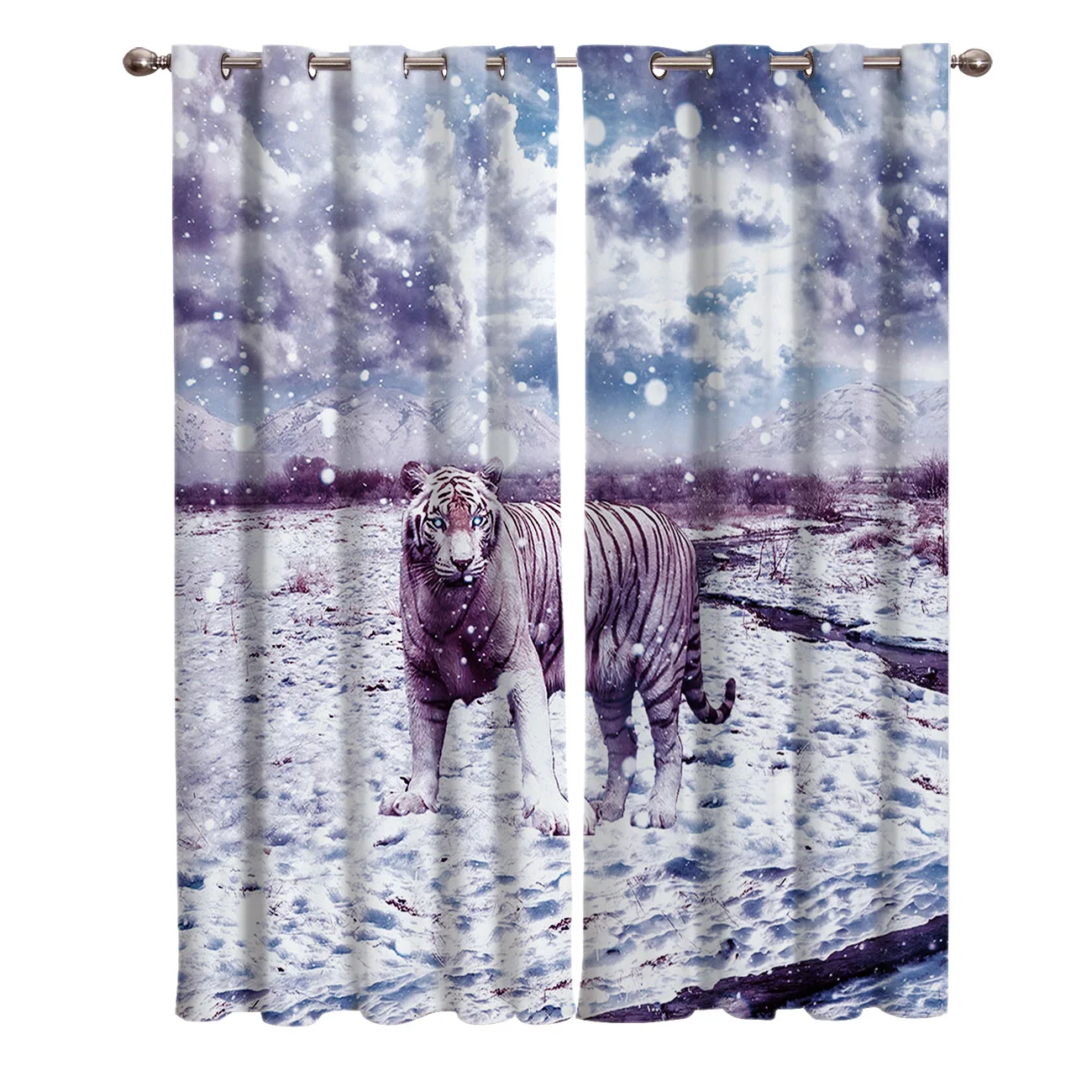 Модные оконные шторы для гостиной тигр на снежную штору | Дом и сад