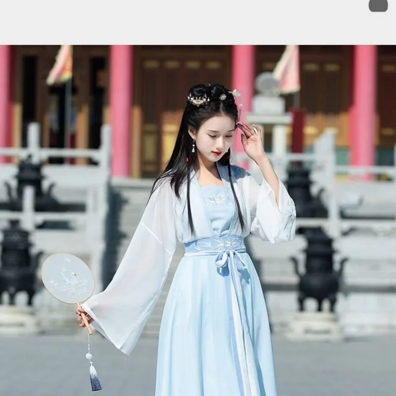 Женское Хлопковое платье hanfu облегающее в китайском стиле с запахом Корейском