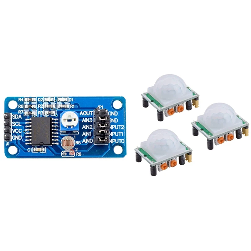 

3 шт., инфракрасный датчик движения PIR для Raspberry Pi с 1 модулем преобразования PCF8591 AD/DA
