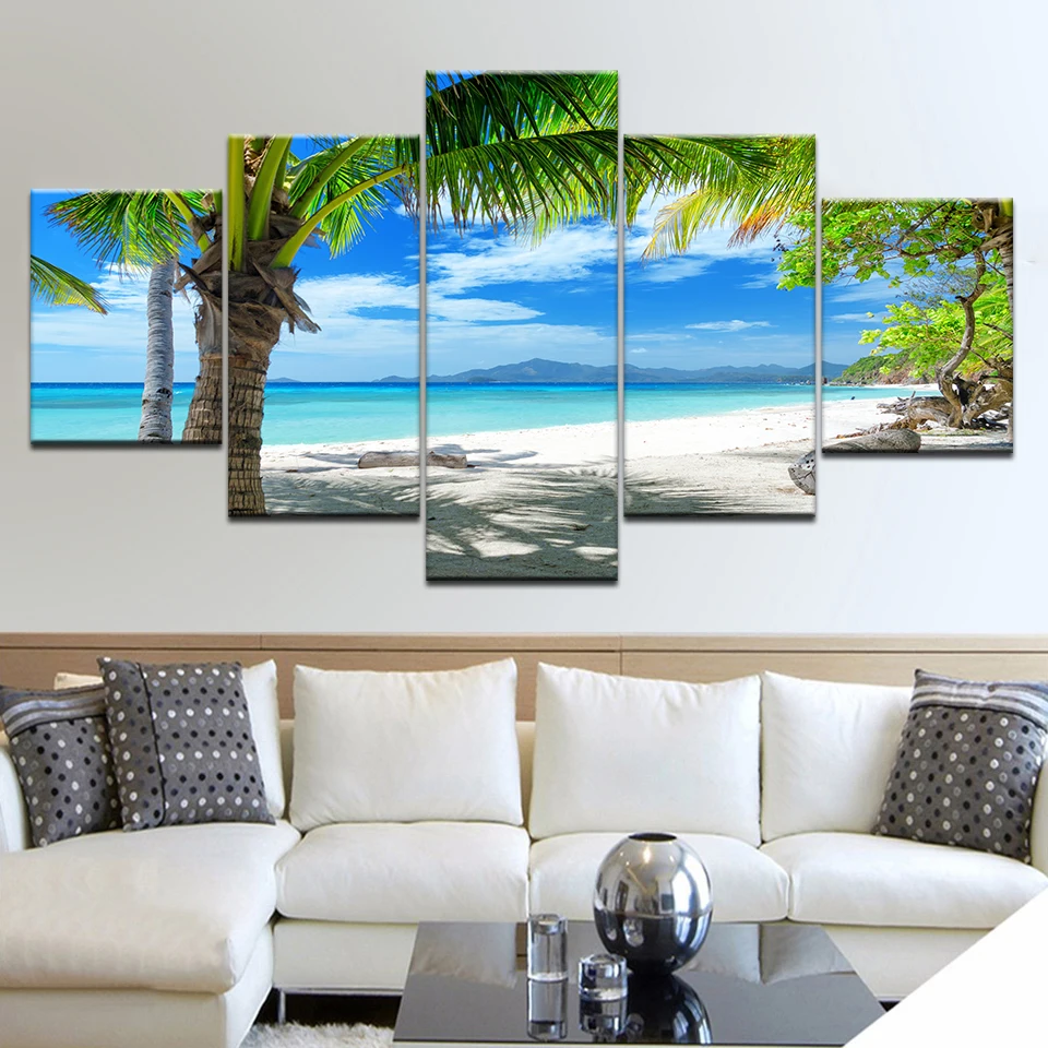 

Full square round drill diy diamond painting Maldives Islands palm tree ocean 5d diamond embroidery landscape home decorZP-623